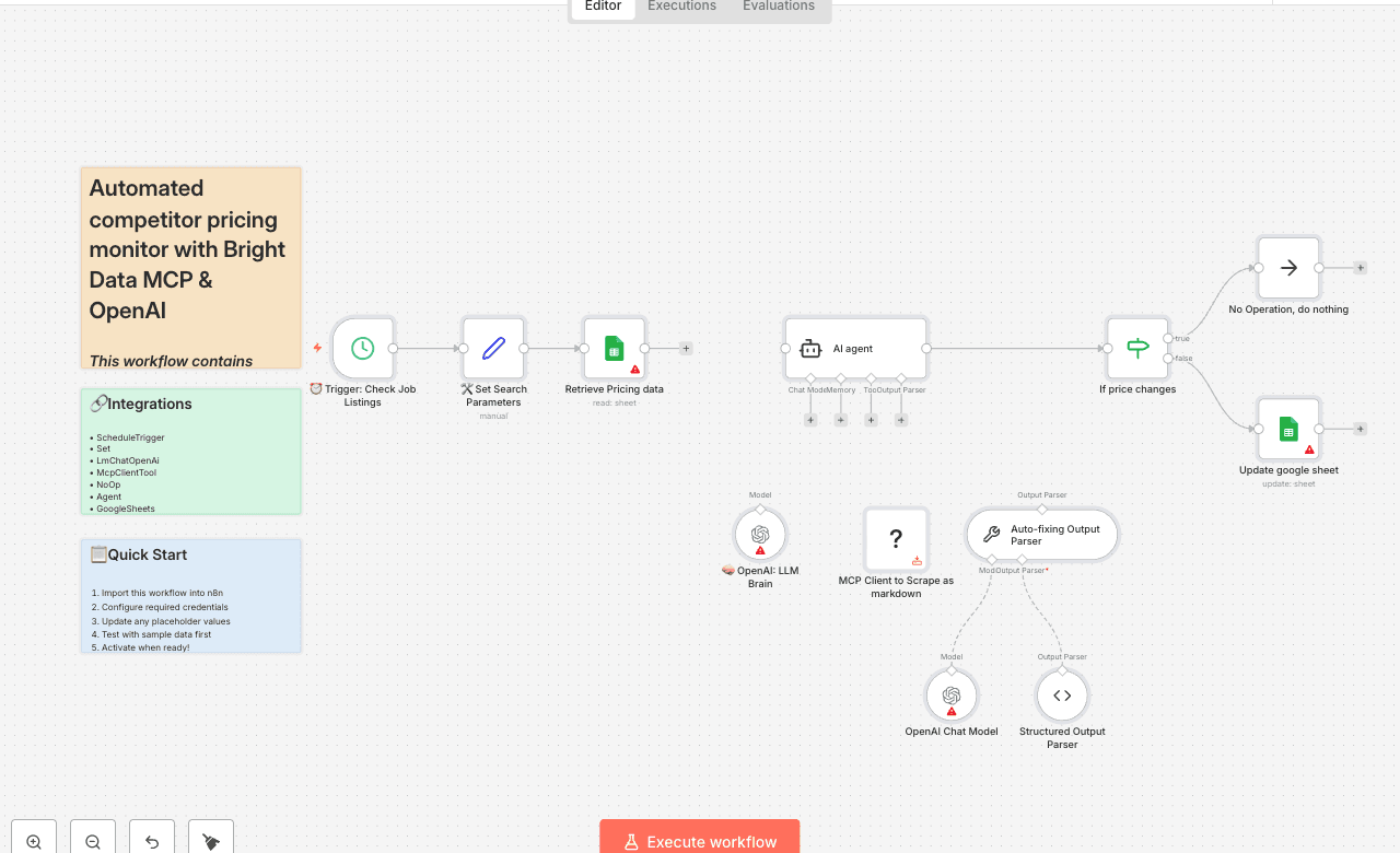 Automated competitor pricing monitor with Bright Data MCP & OpenAI