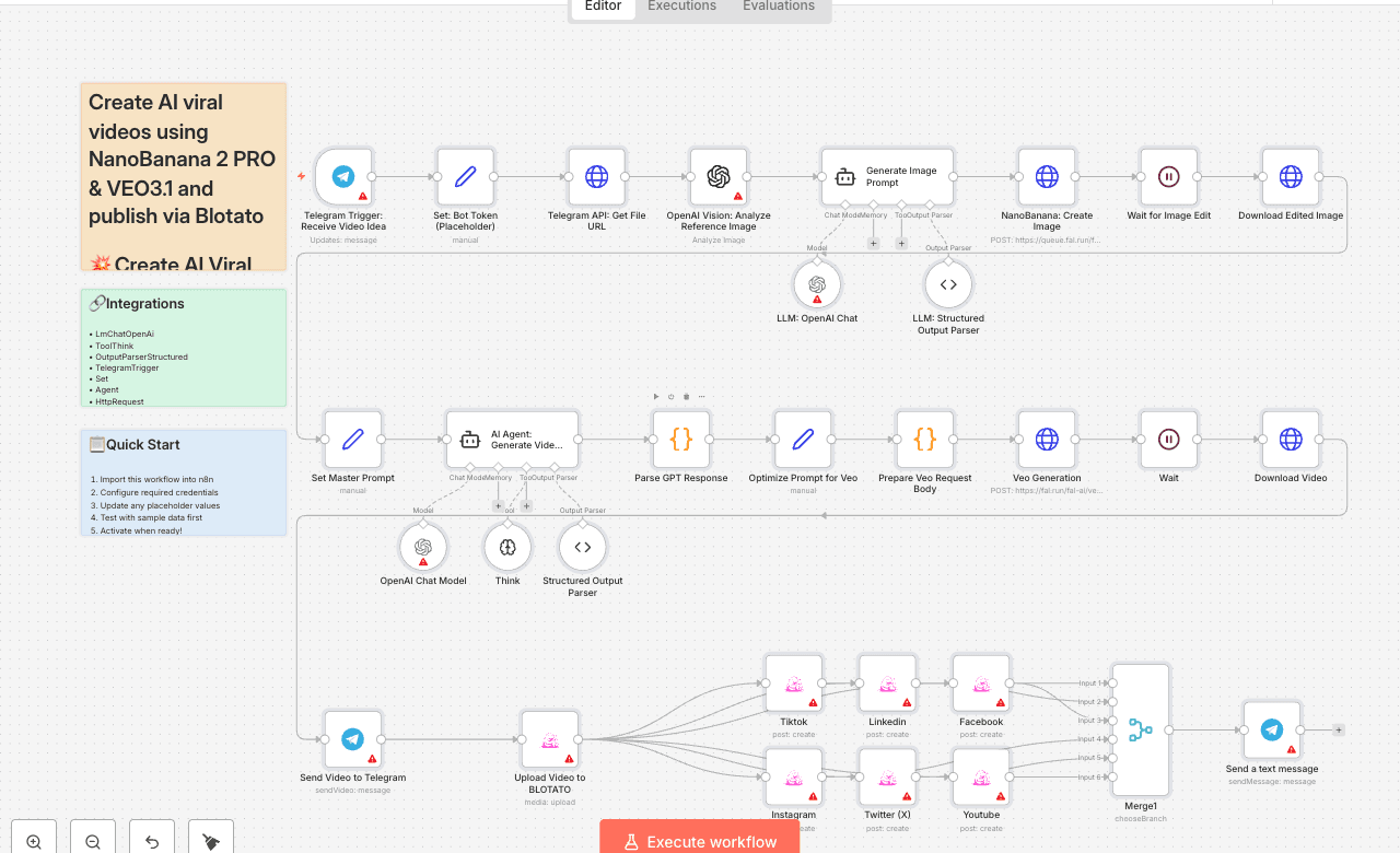 Create AI viral videos using NanoBanana 2 PRO & VEO3.1 and publish via Blotato