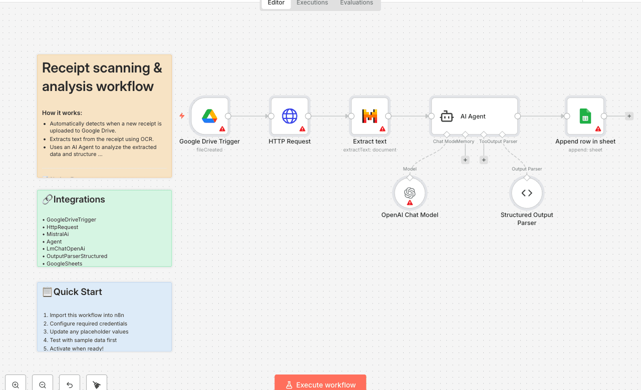 Receipt scanning & analysis workflow