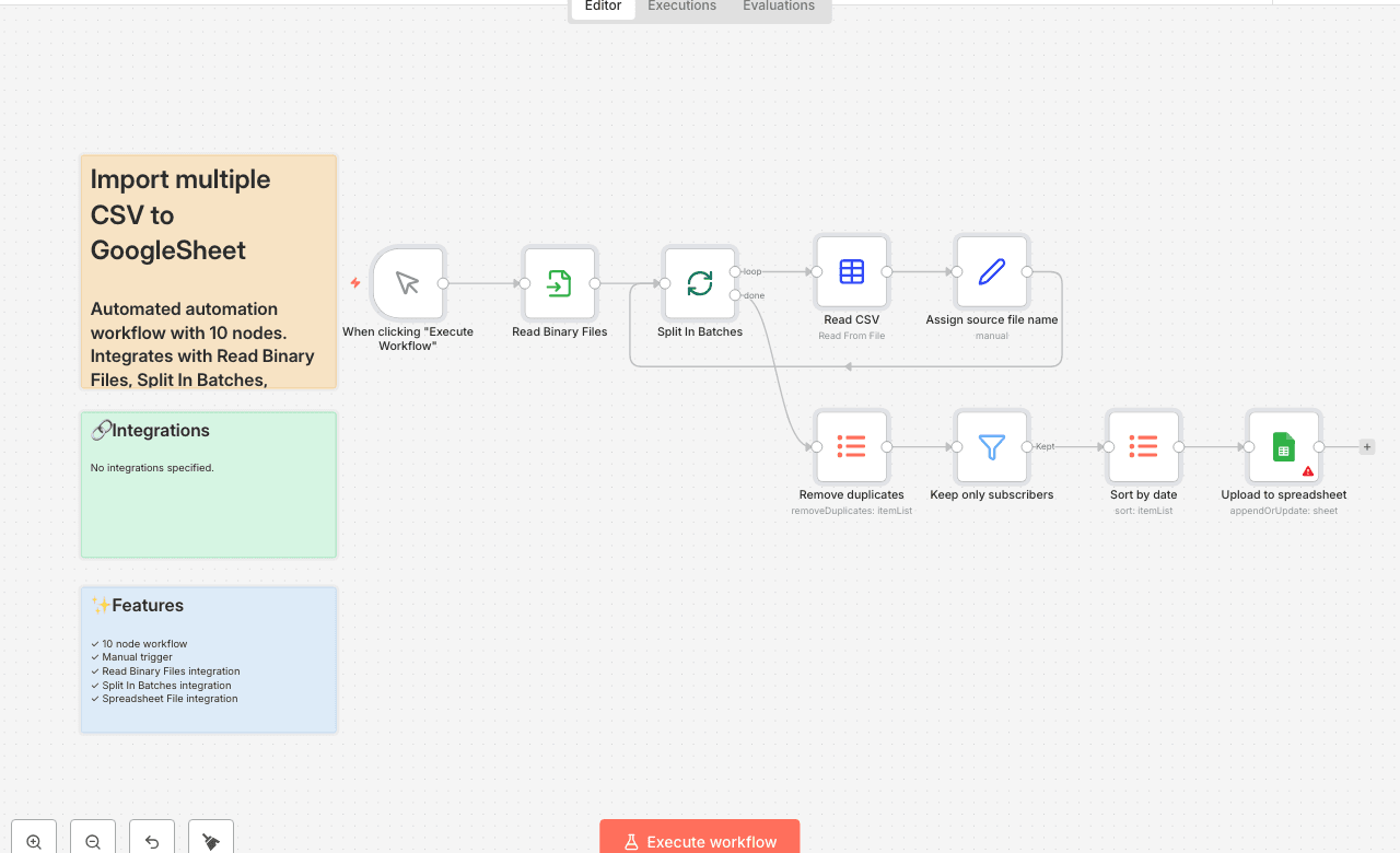 Import multiple CSV to GoogleSheet